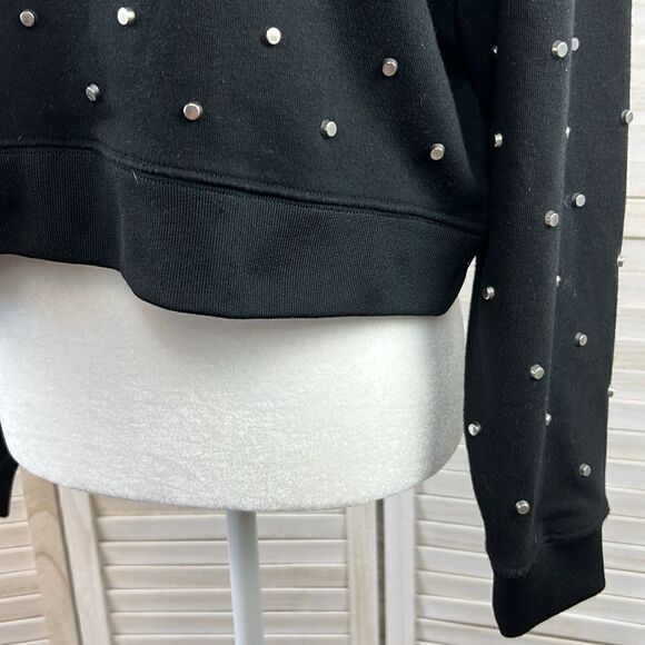 3/$25 AQUA Silver Studded Cropped Sweatshirt Sweater Medium - Picture 5 of 14